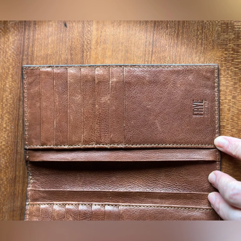 Frye Cognac Brown Leather Fold-Over Wallet - Picture 10 of 16